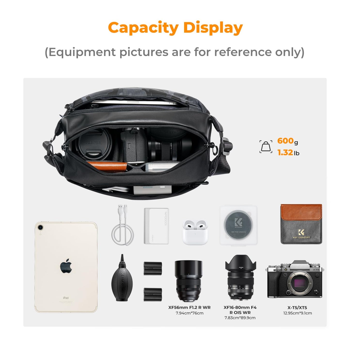 K&F 2 in 1 Sling Bag Everyday Photography Crossbody Camera Bag