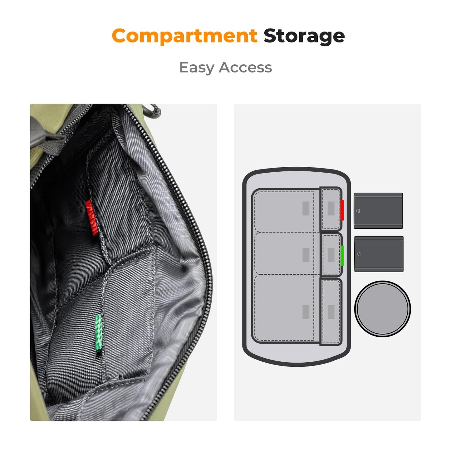 K&F 2 in 1 Sling Bag Everyday Photography Crossbody Camera Bag