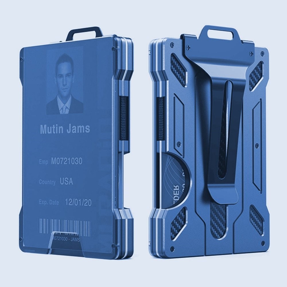 Slim Metal RFID Proof Card Holder with ID Badge