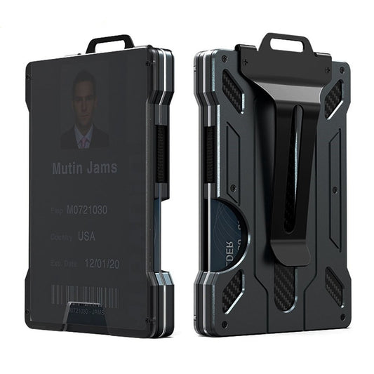 Slim Metal RFID Proof Card Holder with ID Badge