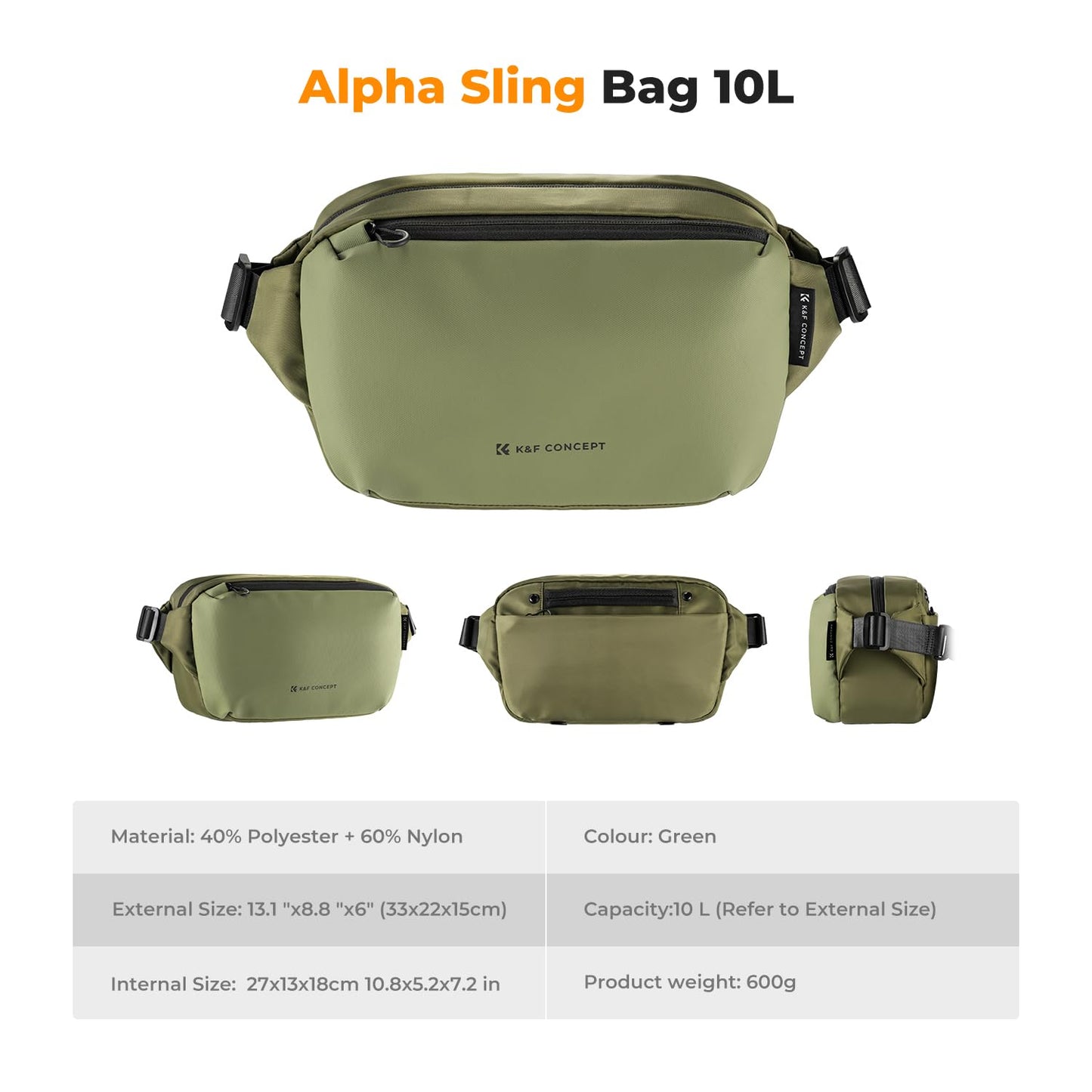 K&F 2 in 1 Sling Bag Everyday Photography Crossbody Camera Bag