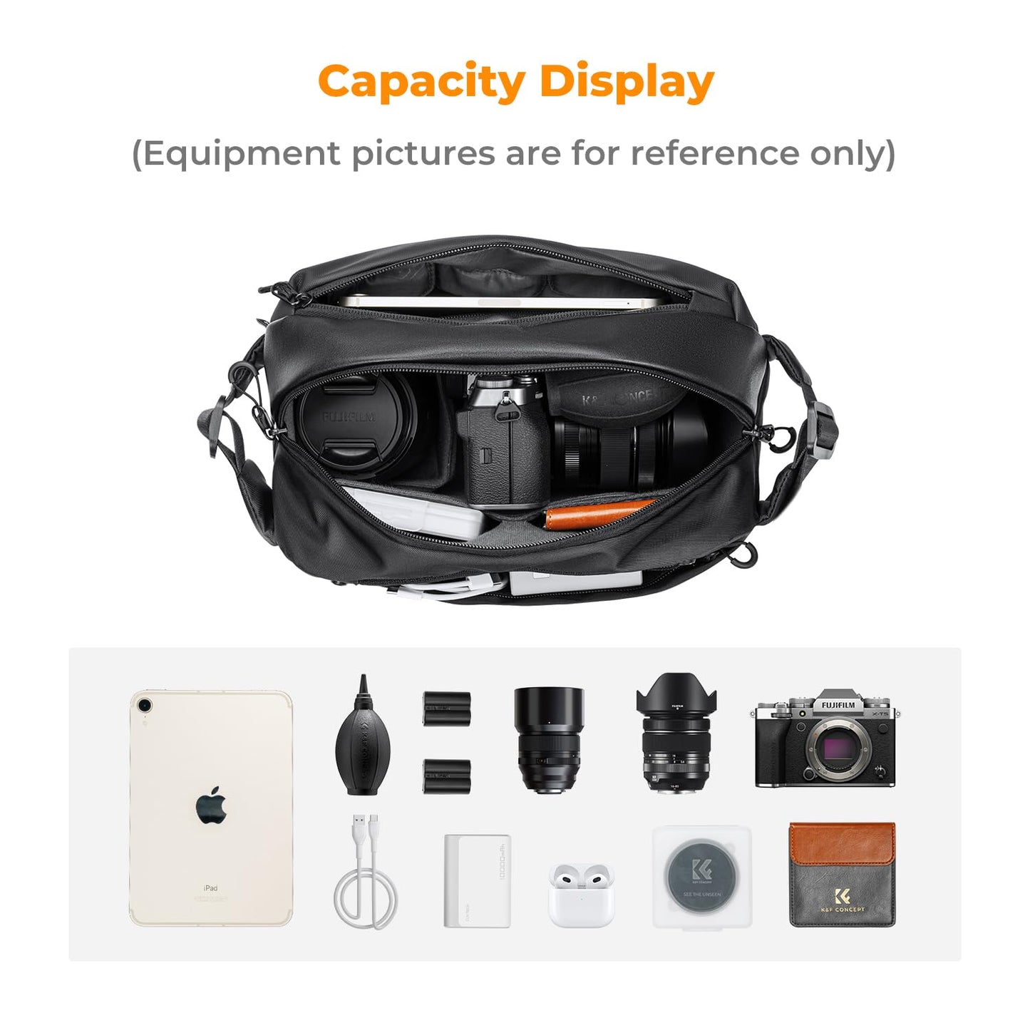 K&F 2 in 1 Sling Bag Everyday Photography Crossbody Camera Bag