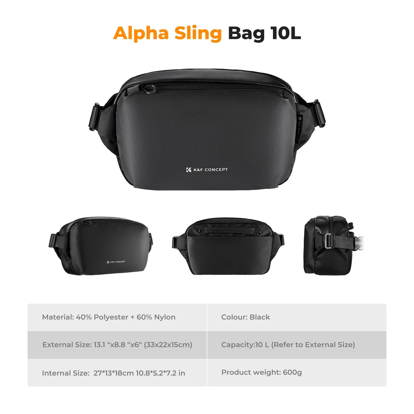 K&F 2 in 1 Sling Bag Everyday Photography Crossbody Camera Bag