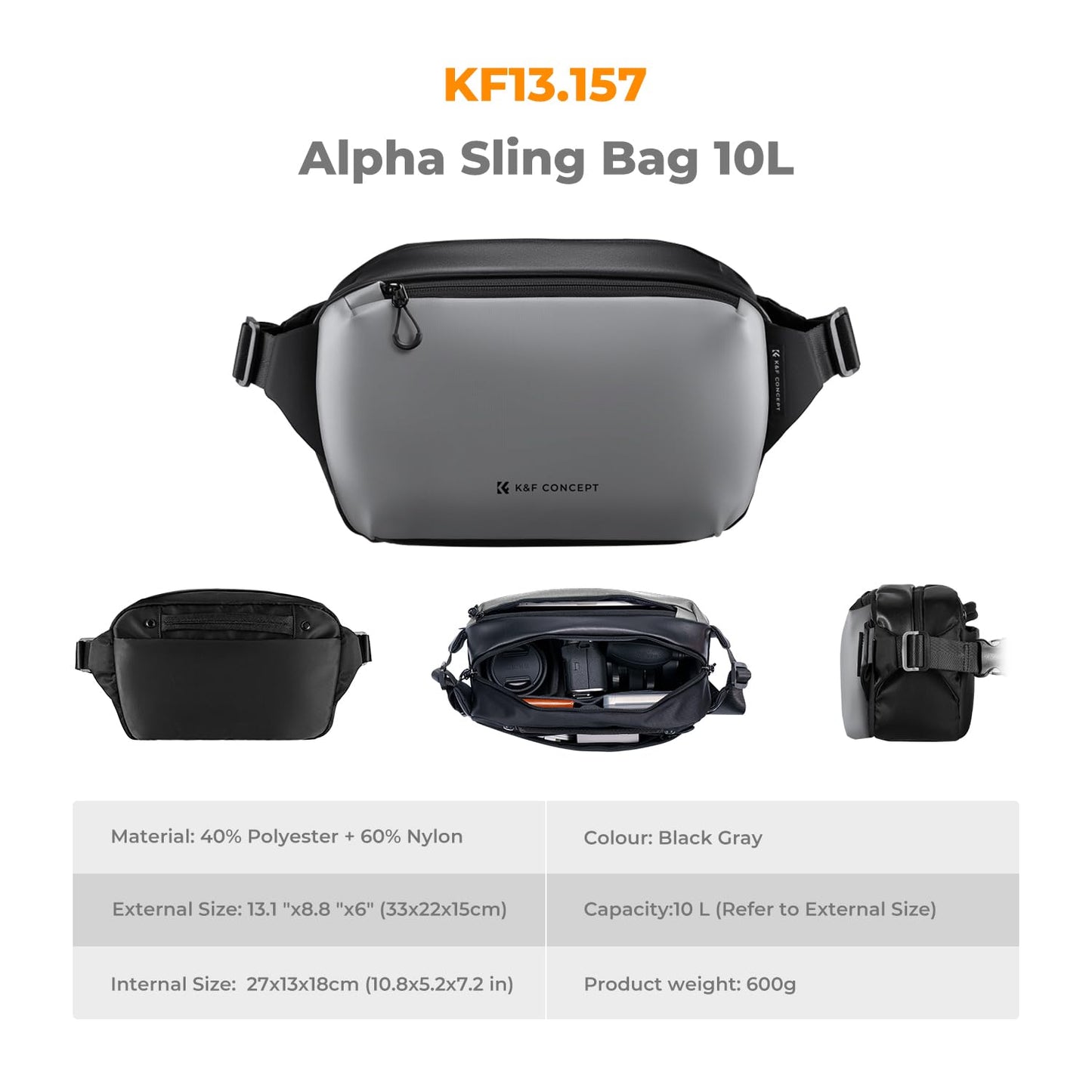 K&F 2 in 1 Sling Bag Everyday Photography Crossbody Camera Bag