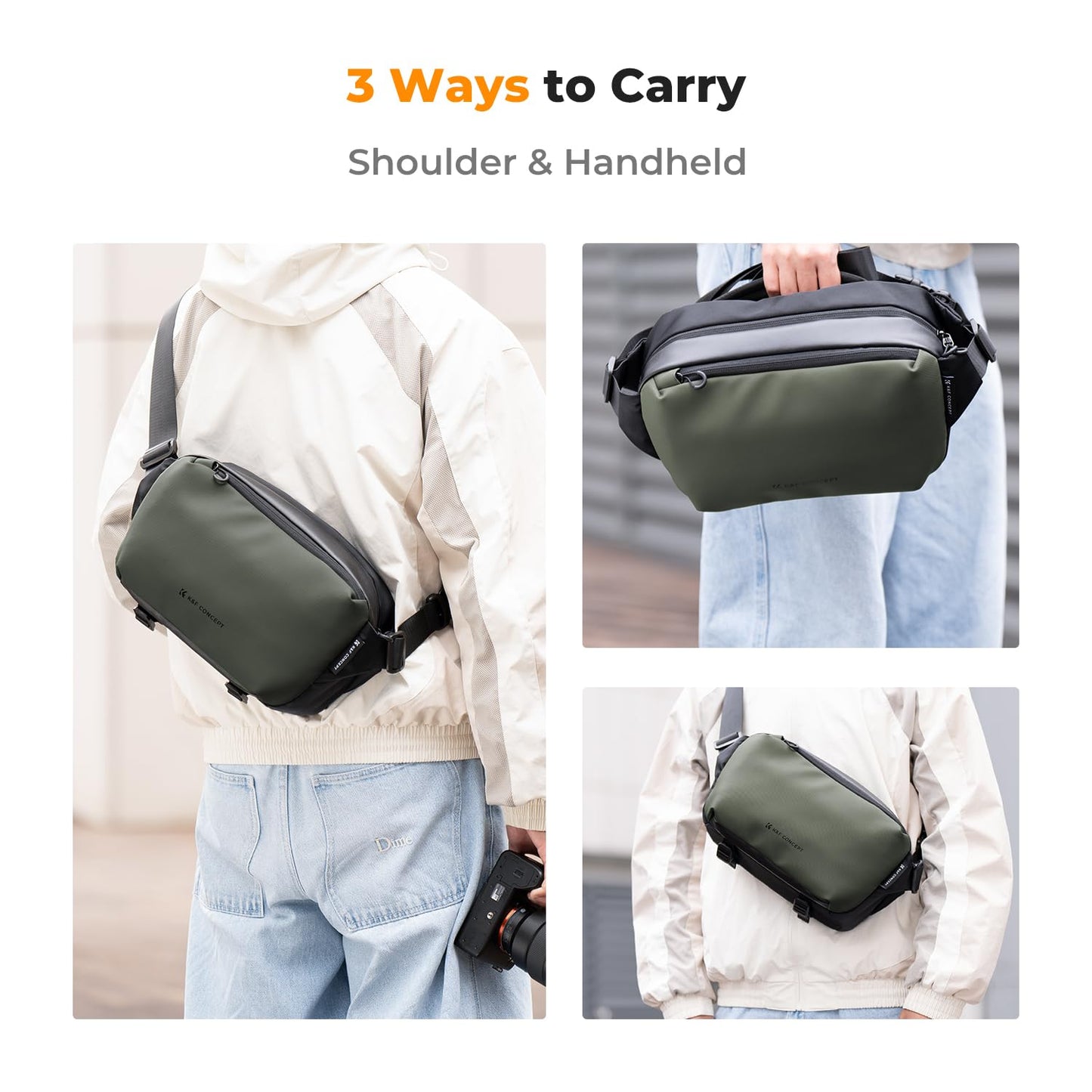 K&F 2 in 1 Sling Bag Everyday Photography Crossbody Camera Bag
