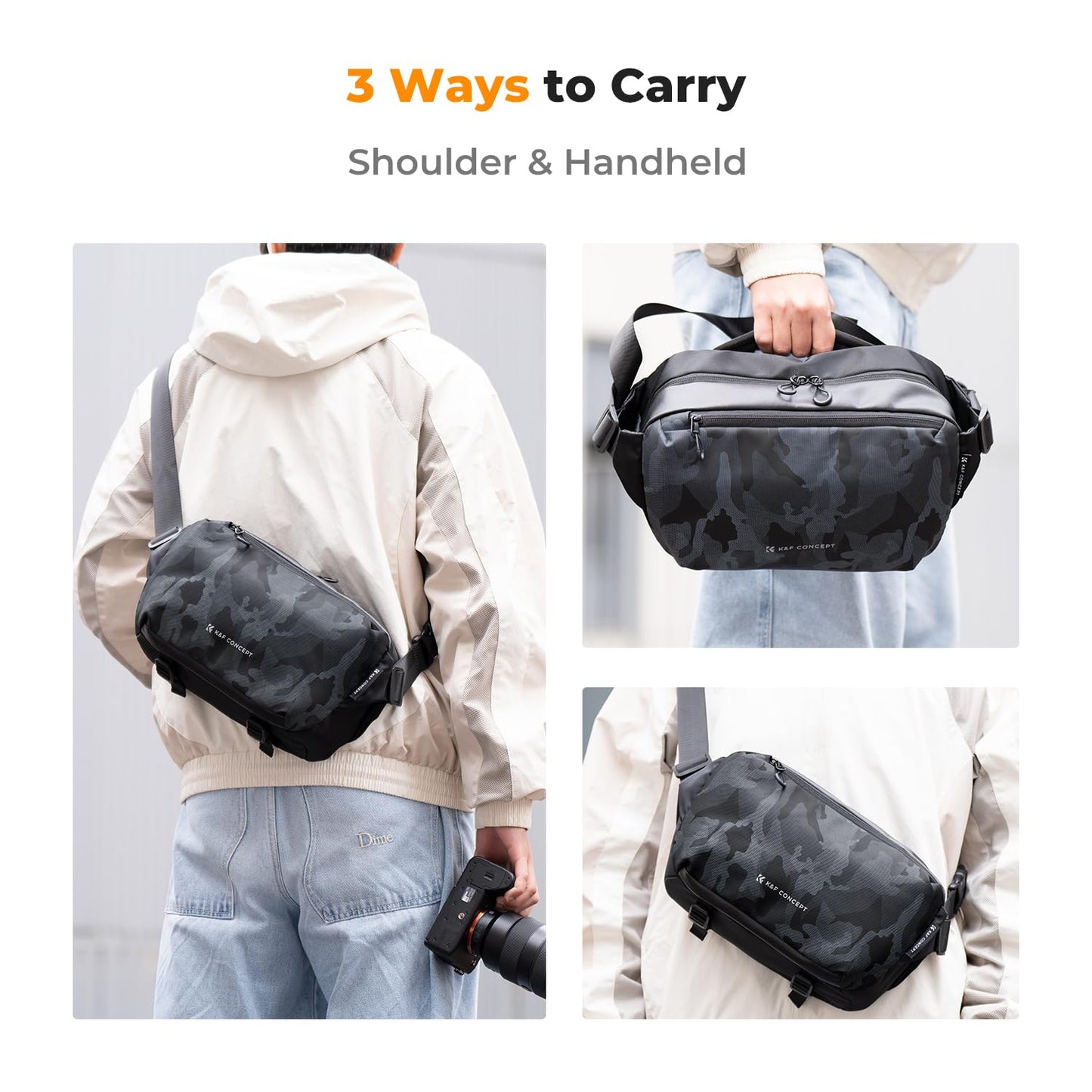 K&F 2 in 1 Sling Bag Everyday Photography Crossbody Camera Bag