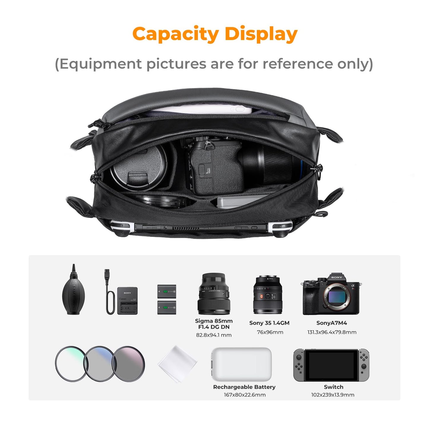 K&F 2 in 1 Sling Bag Everyday Photography Crossbody Camera Bag
