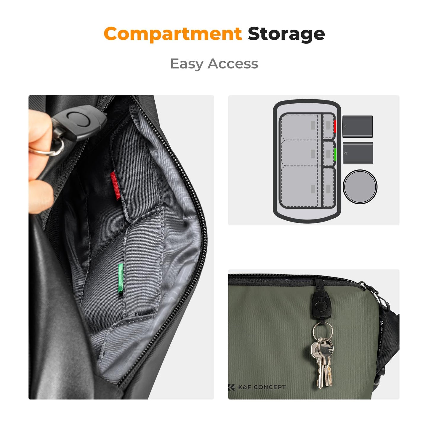 K&F 2 in 1 Sling Bag Everyday Photography Crossbody Camera Bag