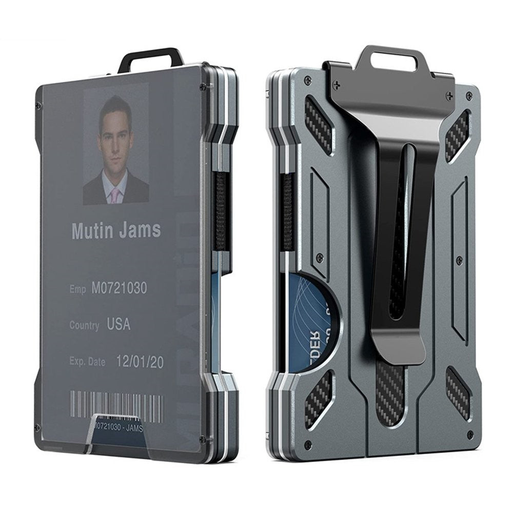 Slim Metal RFID Proof Card Holder with ID Badge
